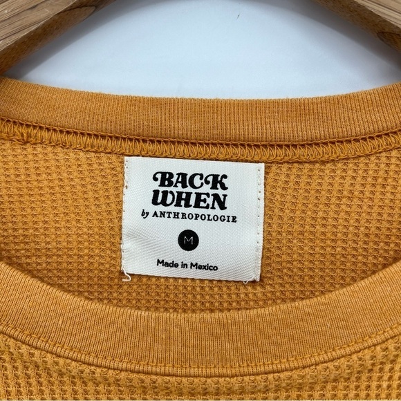 Anthropologie Back When "Do Good" Waffle Thermal Long Sleeve Top in Mustard M - Picture 5 of 8